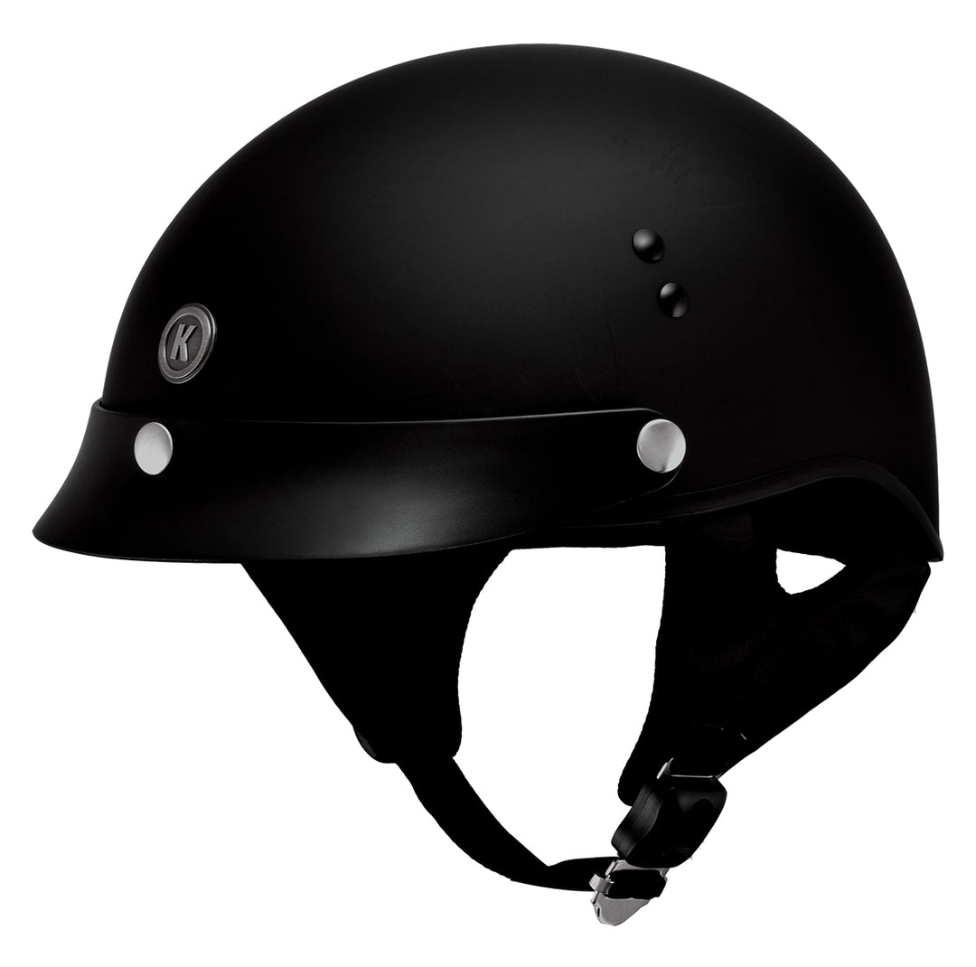 3 snap i 2 motorcycle helmets Klutch K-3 'Cruise' Flat Black Half Face Motorcycle Helmet with Snap On Visor
