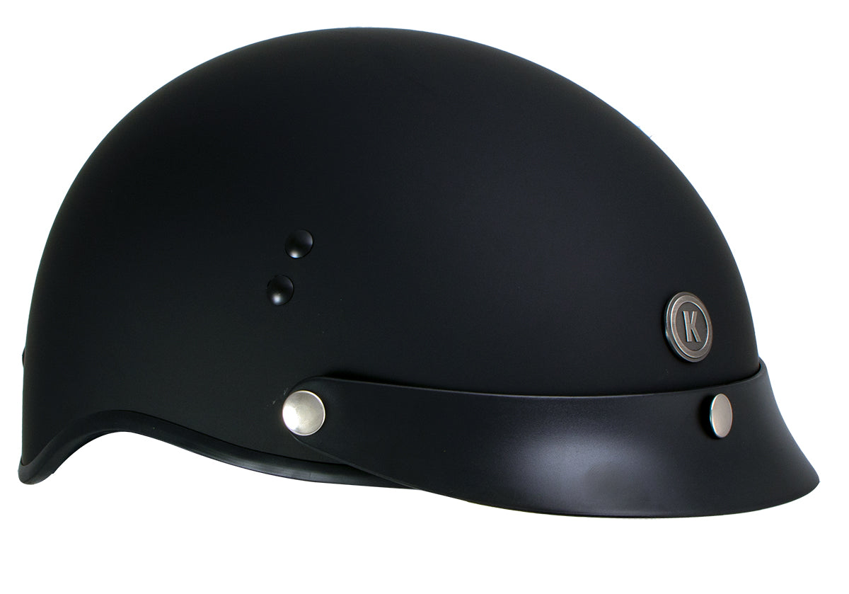 Klutch K-3 'Cruise' Flat Black Half Face Motorcycle Helmet with Snap On Visor