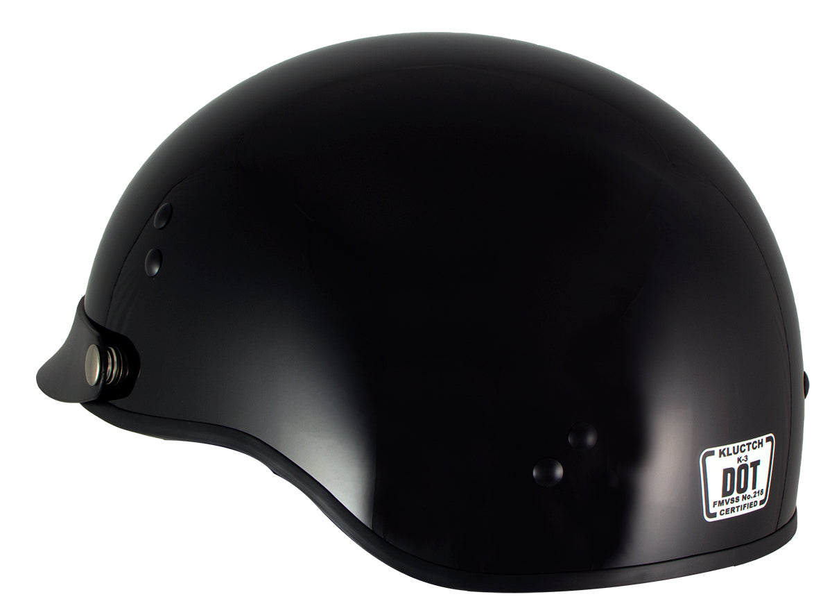 Klutch K-3 'Cruise' Gloss Black Half Face Motorcycle Helmet with Snap On Visor