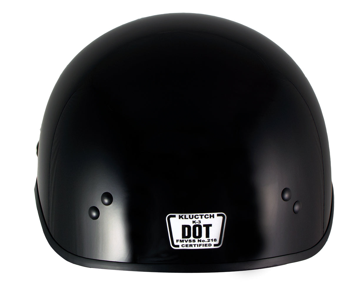 Klutch K-3 'Cruise' Gloss Black Half Face Motorcycle Helmet with Snap On Visor