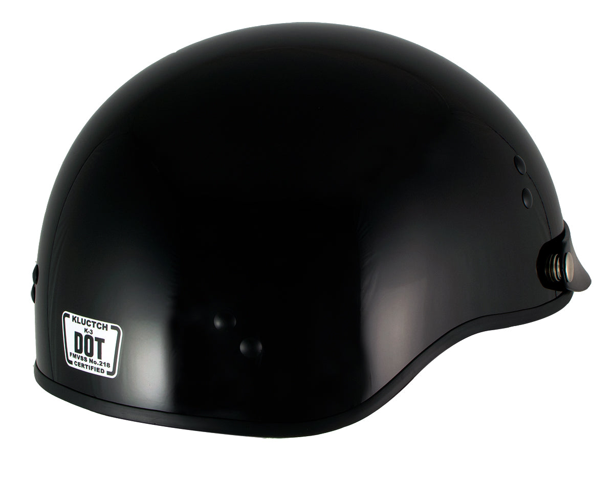 Klutch K-3 'Cruise' Gloss Black Half Face Motorcycle Helmet with Snap On Visor