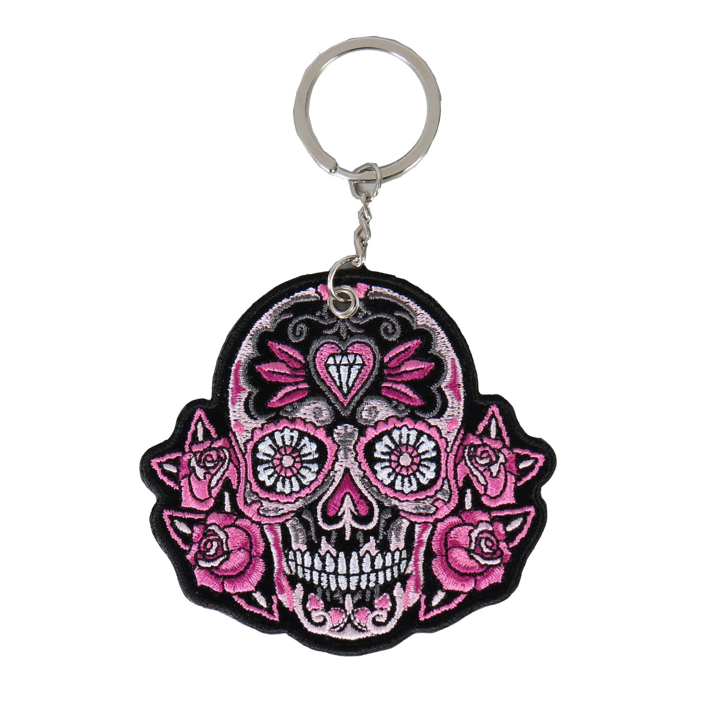 Hot Leathers KCH1014 Colored Sugar Skull Embroidered Key Chain