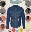 Milwaukee Leather MPM1622 Men's Black CE Armored Denim Long Sleeve Shirt Reinforced w/ Aramid Fibers