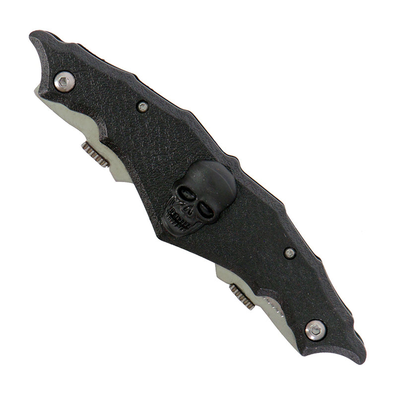 Hot Leathers KNA1106 Knife Double Open Skull with Clip 4"