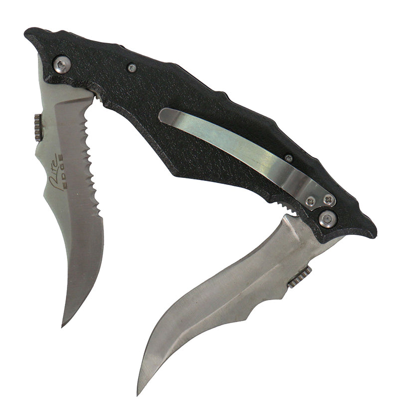 Hot Leathers KNA1106 Knife Double Open Skull with Clip 4"