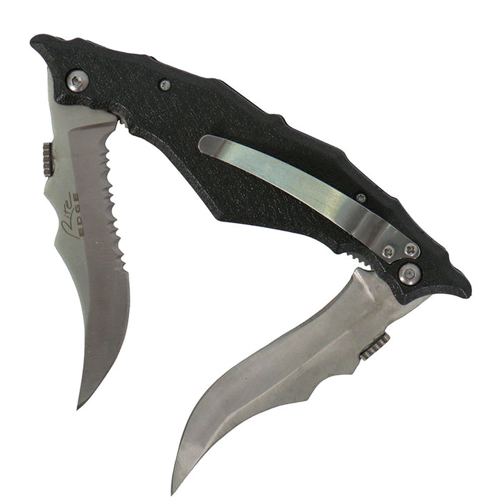 Hot Leathers KNA1106 Knife Double Open Skull with Clip 4"