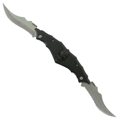 Hot Leathers KNA1106 Knife Double Open Skull with Clip 4"