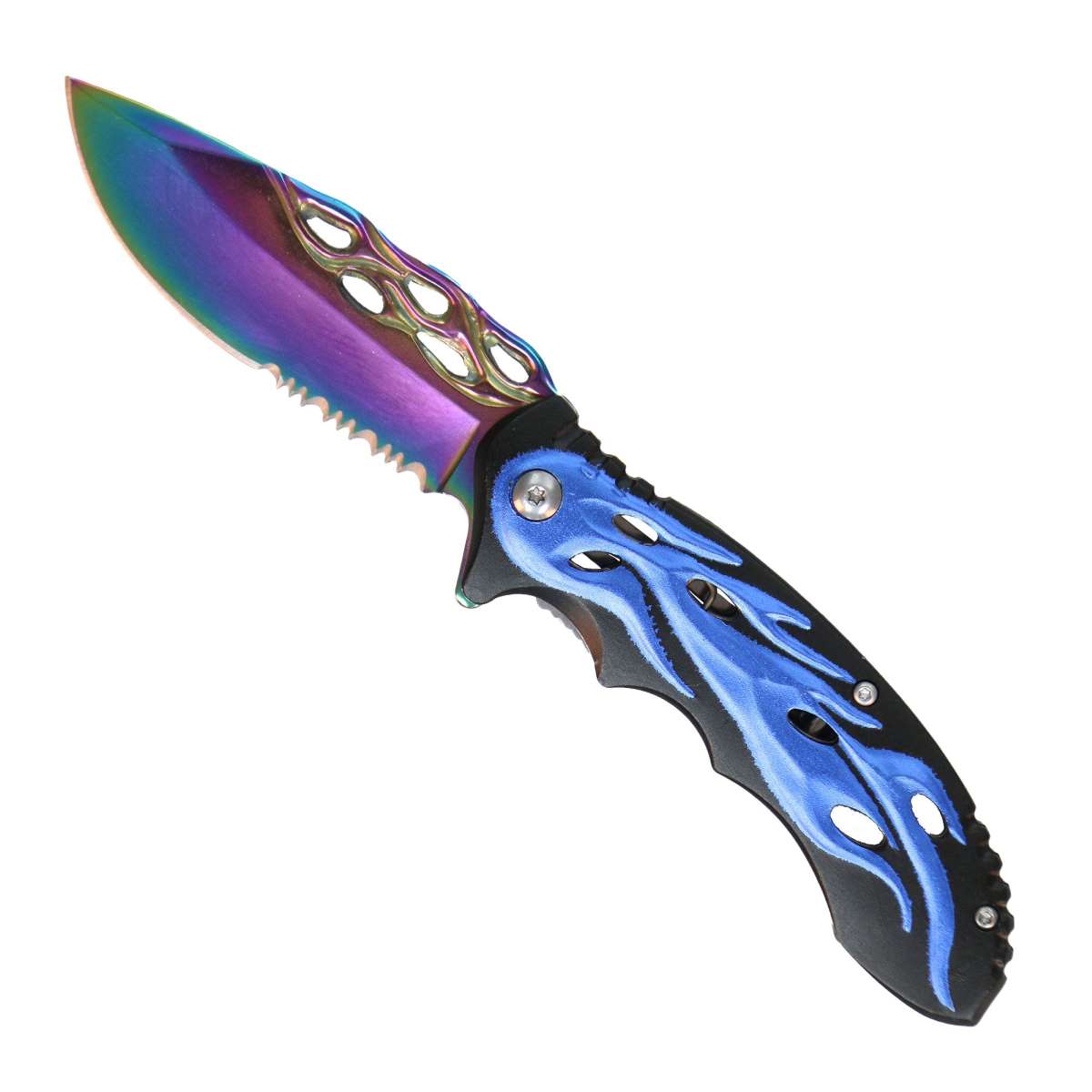 Hot Leathers Blue Flame Mirror Knife KNA1156