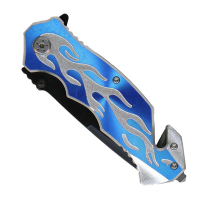 Hot Leathers Blue Silver Flame Knife KNA1165