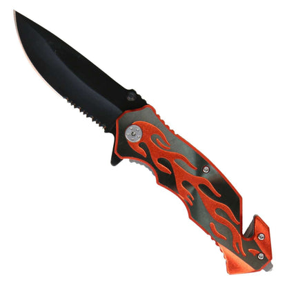 Hot Leathers Black Orange Flame Knife KNA1166