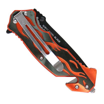 Hot Leathers Black Orange Flame Knife KNA1166