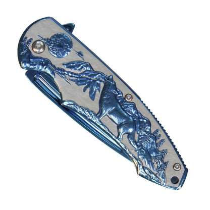 Hot Leathers Blue Howling Wolf Knife KNA1167