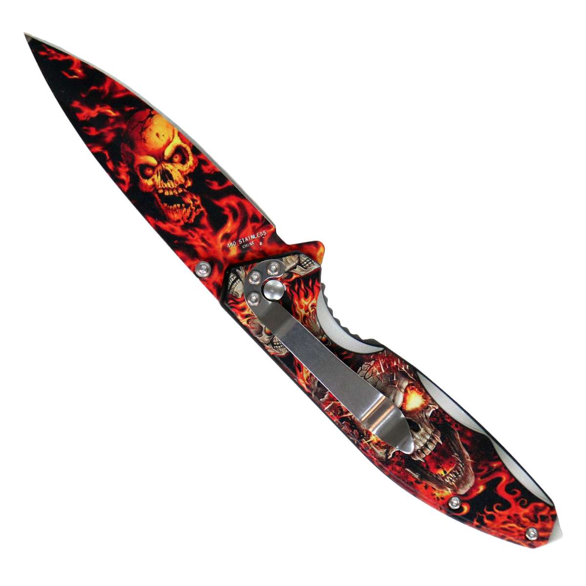 Hot Leathers Fire Skulls Knife KNA1178