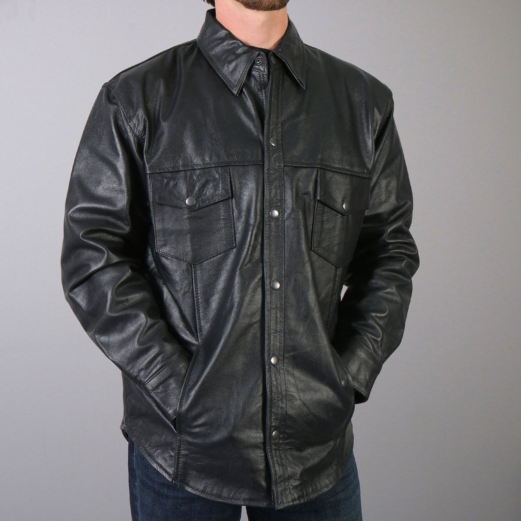 Hot Leathers LCS1001 Men's Classic Black Fashion Leather Shirt