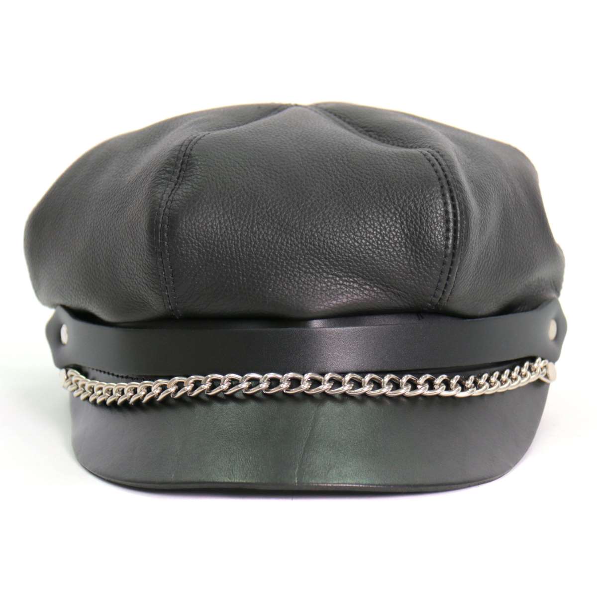 Hot Leathers Leather Section Pie Top Leather Cap LHA2006