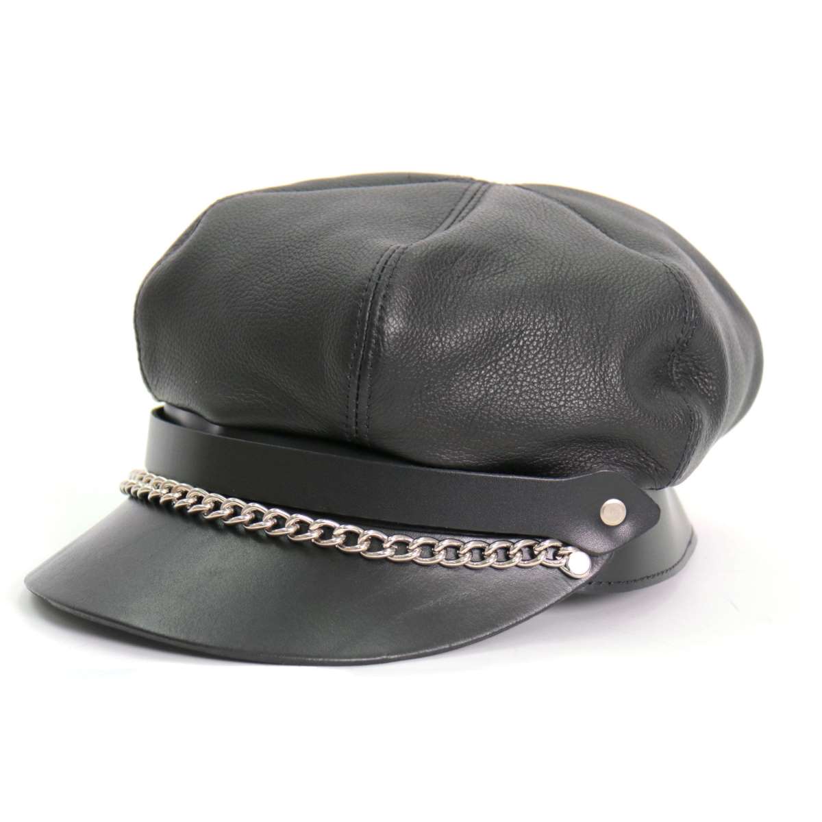 Hot Leathers Leather Section Pie Top Leather Cap LHA2006