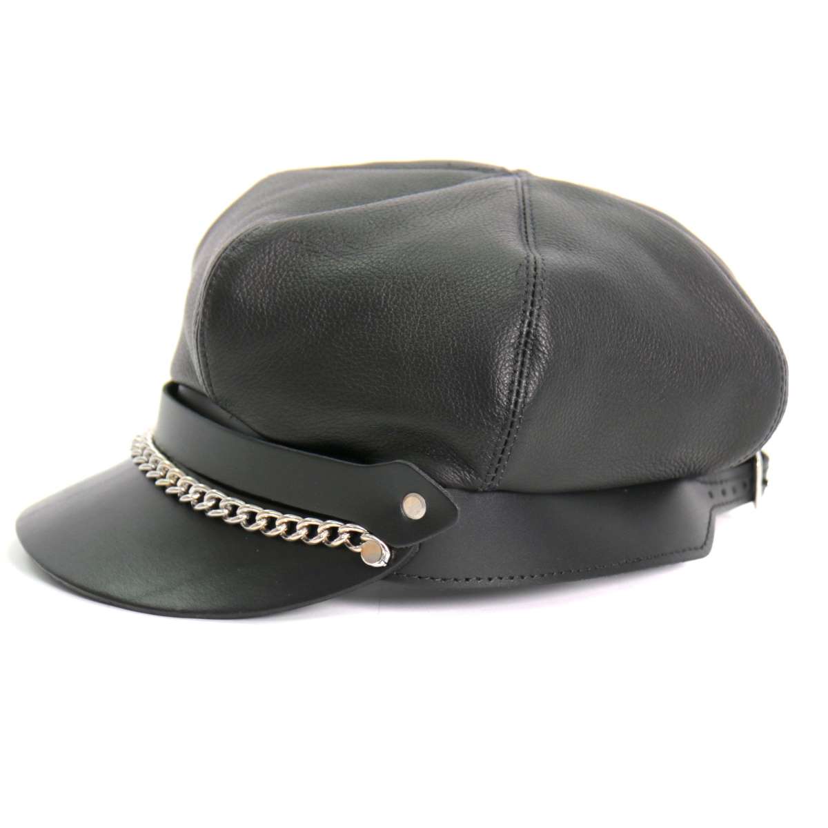 Hot Leathers Leather Section Pie Top Leather Cap LHA2006