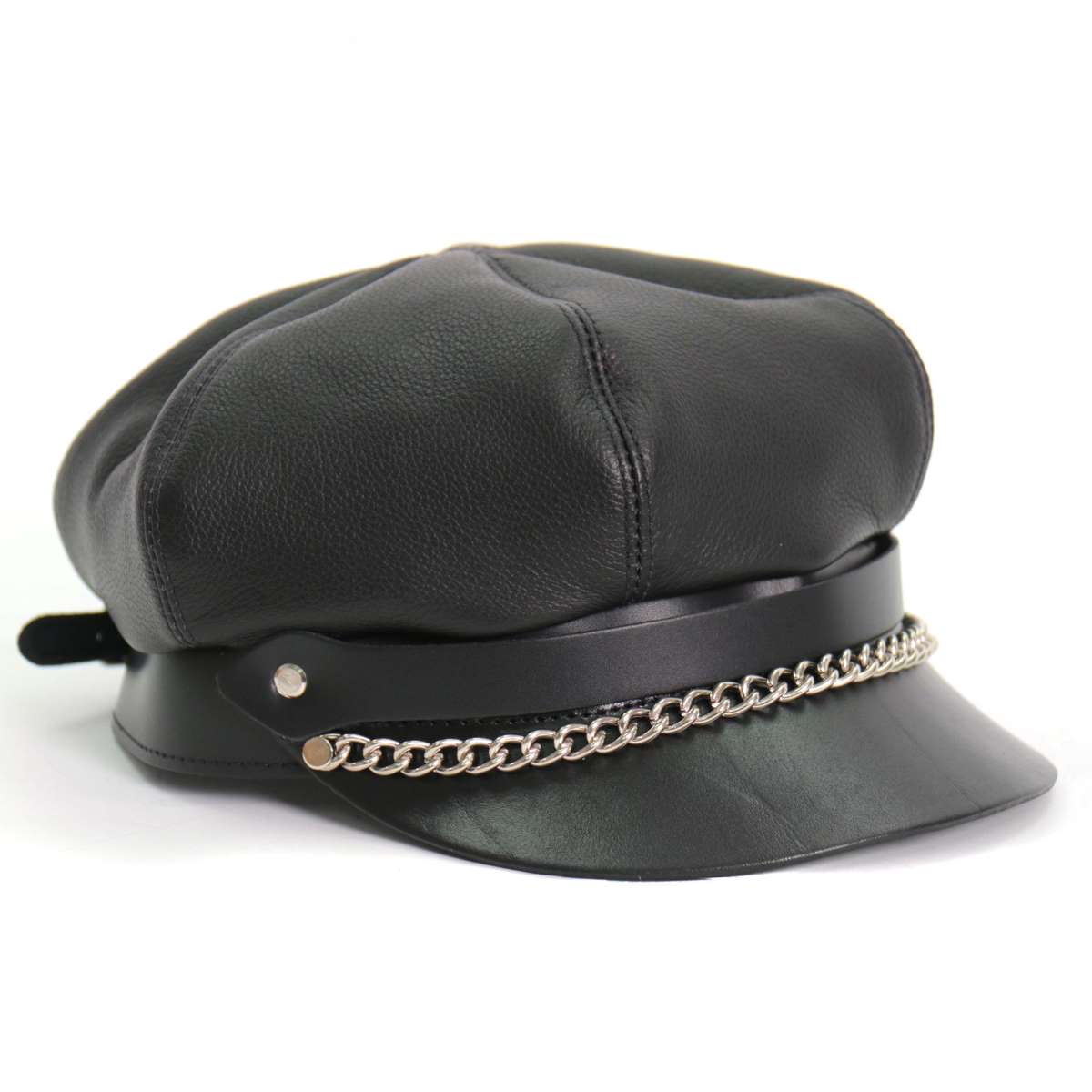 Hot Leathers Leather Section Pie Top Leather Cap LHA2006