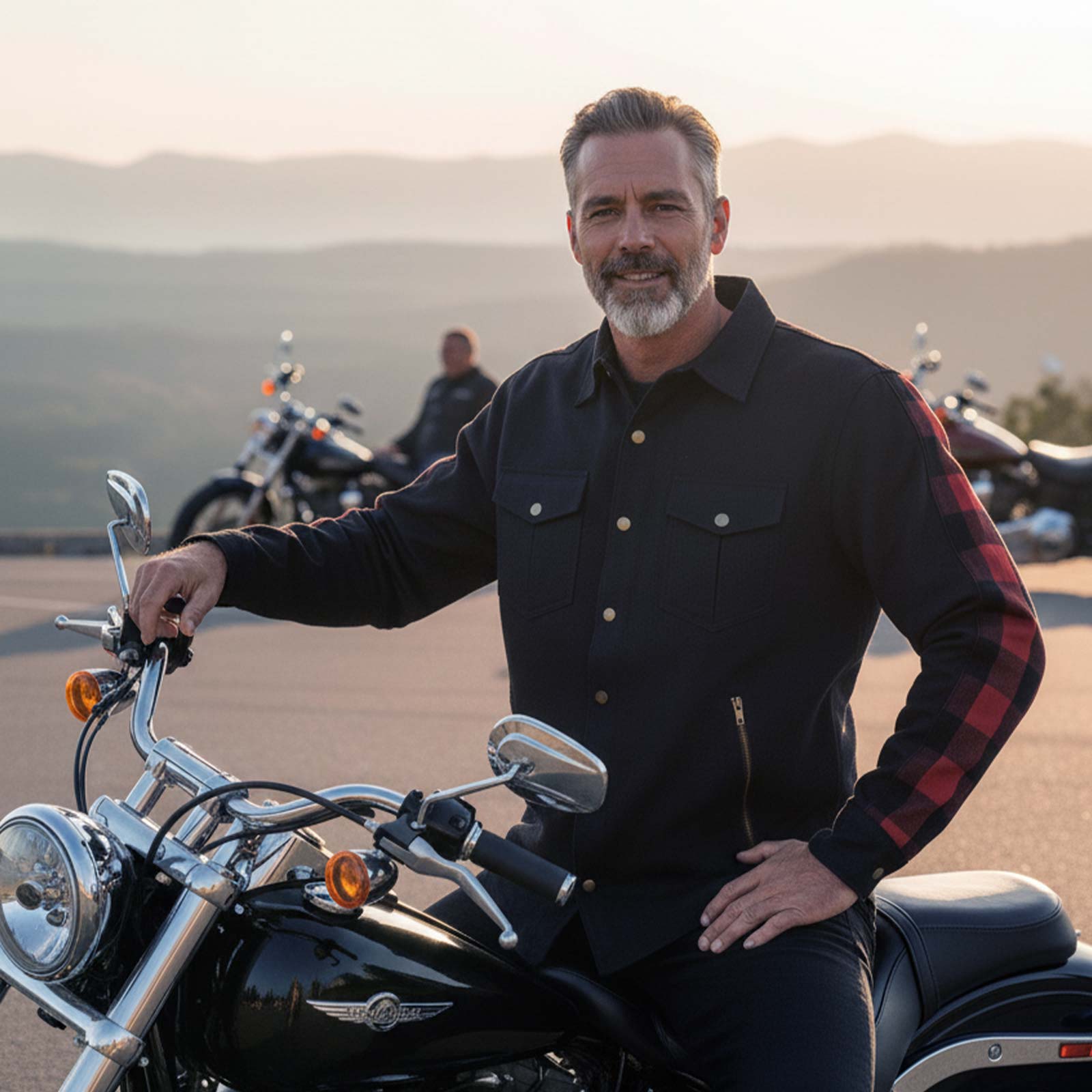 Milwaukee Leather Men’s Two-Tone CE Armored Flannel - Solid Front / Plaid Back - Reinforced w/ Aramid Fibers - MPM1671