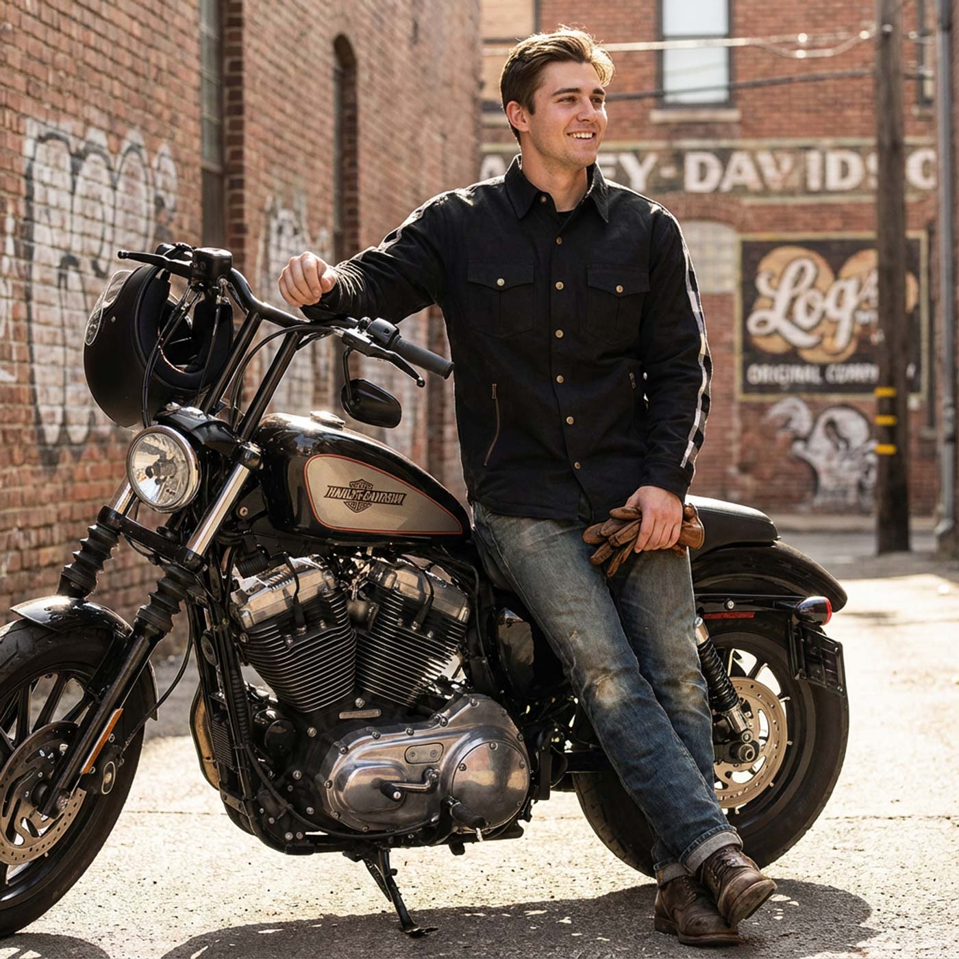 Milwaukee Leather Men’s Two-Tone CE Armored Flannel - Solid Front / Plaid Back - Reinforced w/ Aramid Fibers - MPM1673