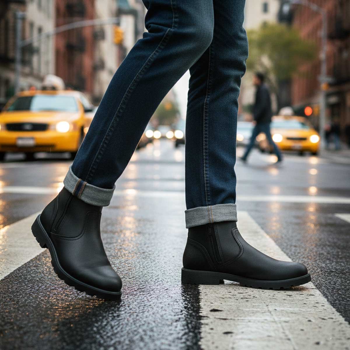 MMCC Men's Kick Start 7” Black Top Grain Leather Motorcycle Boots