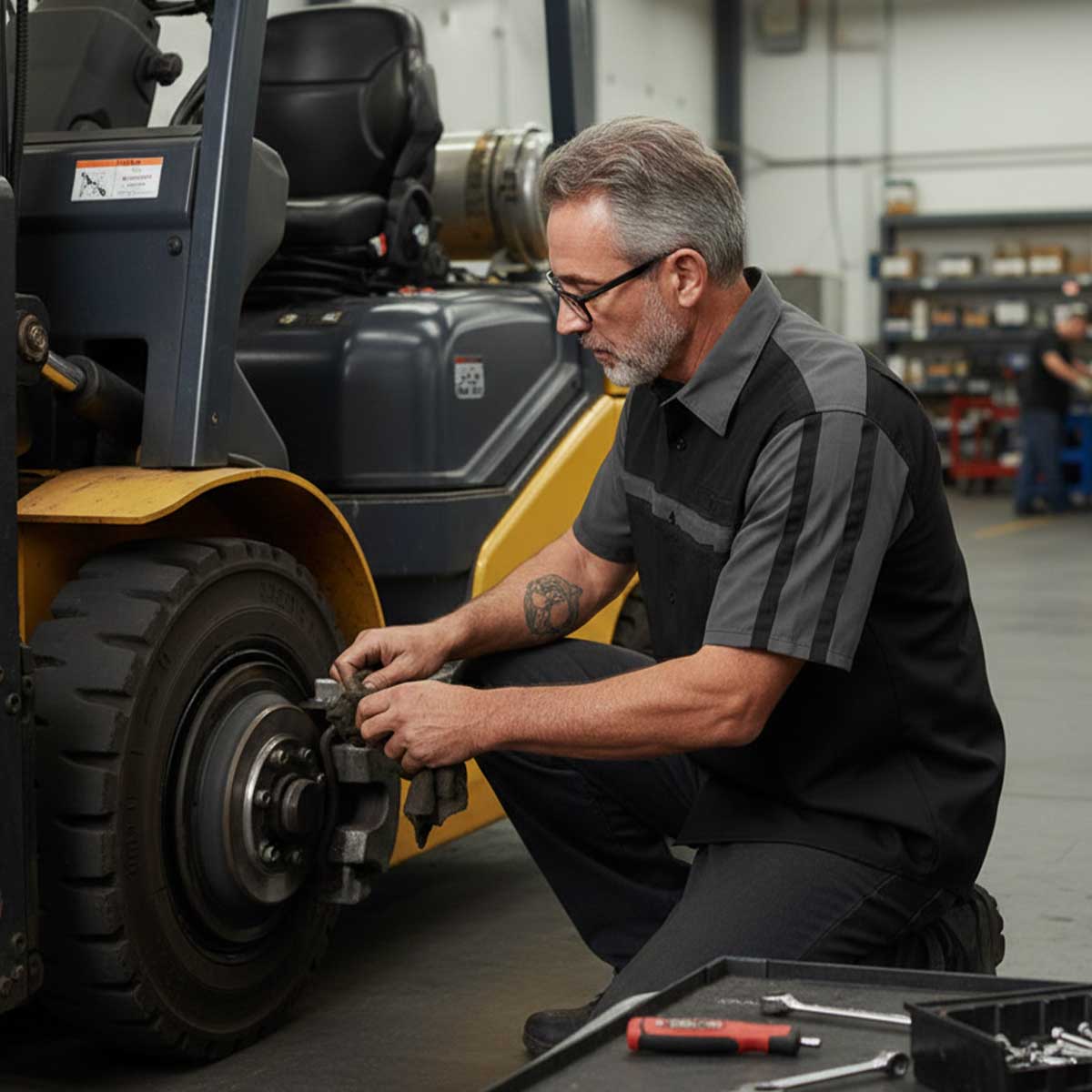 MMCC Men's Gear Head Classic Mechanic Button Up Shirt - Dual Chest Pockets - Microfiber Panel - Rider Ready - MMC16011