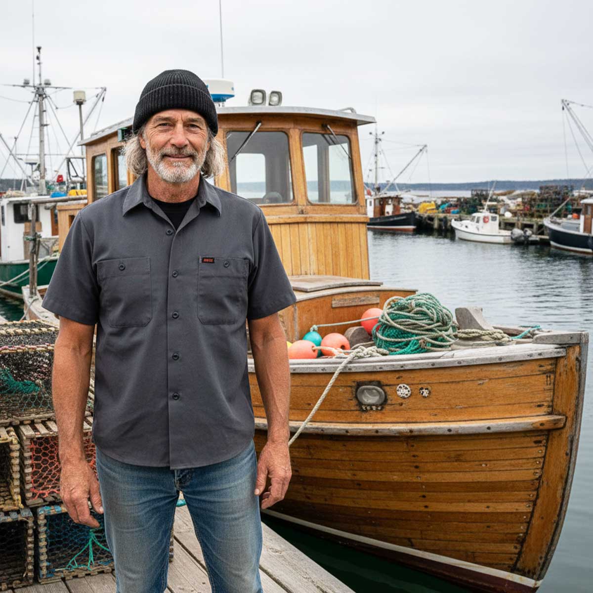 MMCC Men's Grey Super Duty Classic Mechanic Button Up Shirt - 2 Chest Pockets - Microfiber Panel - MDM11628