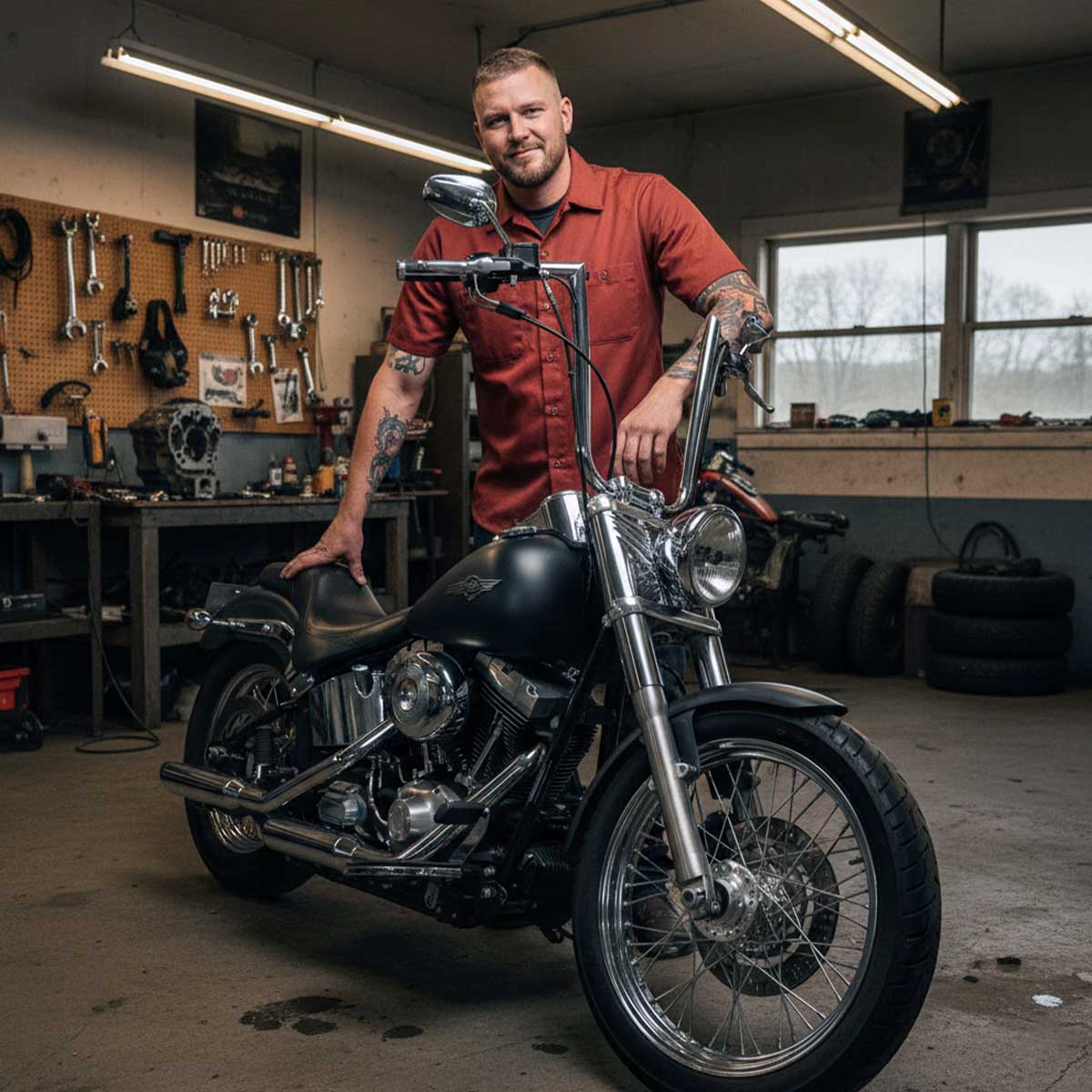 MMCC Men's Orange Super Duty Classic Mechanic Button Up Shirt - 2 Chest Pockets - Microfiber Panel - MDM11627