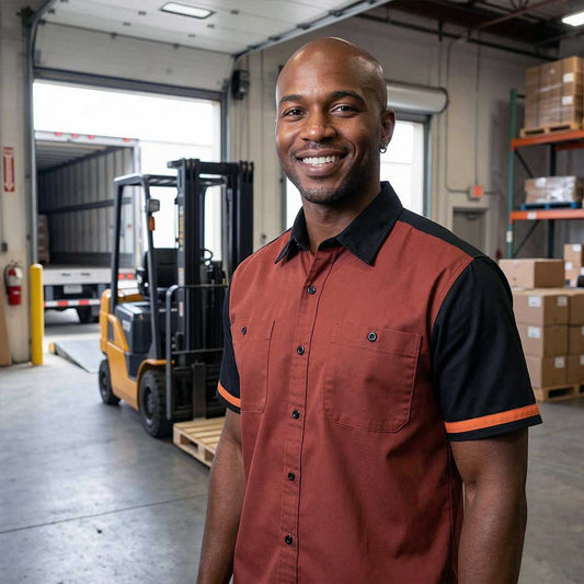 MMCC Men's Pit Line Mechanic Button Up Shirt - Dual Chest Pockets - Microfiber Panel - Rider Ready - MMC16024