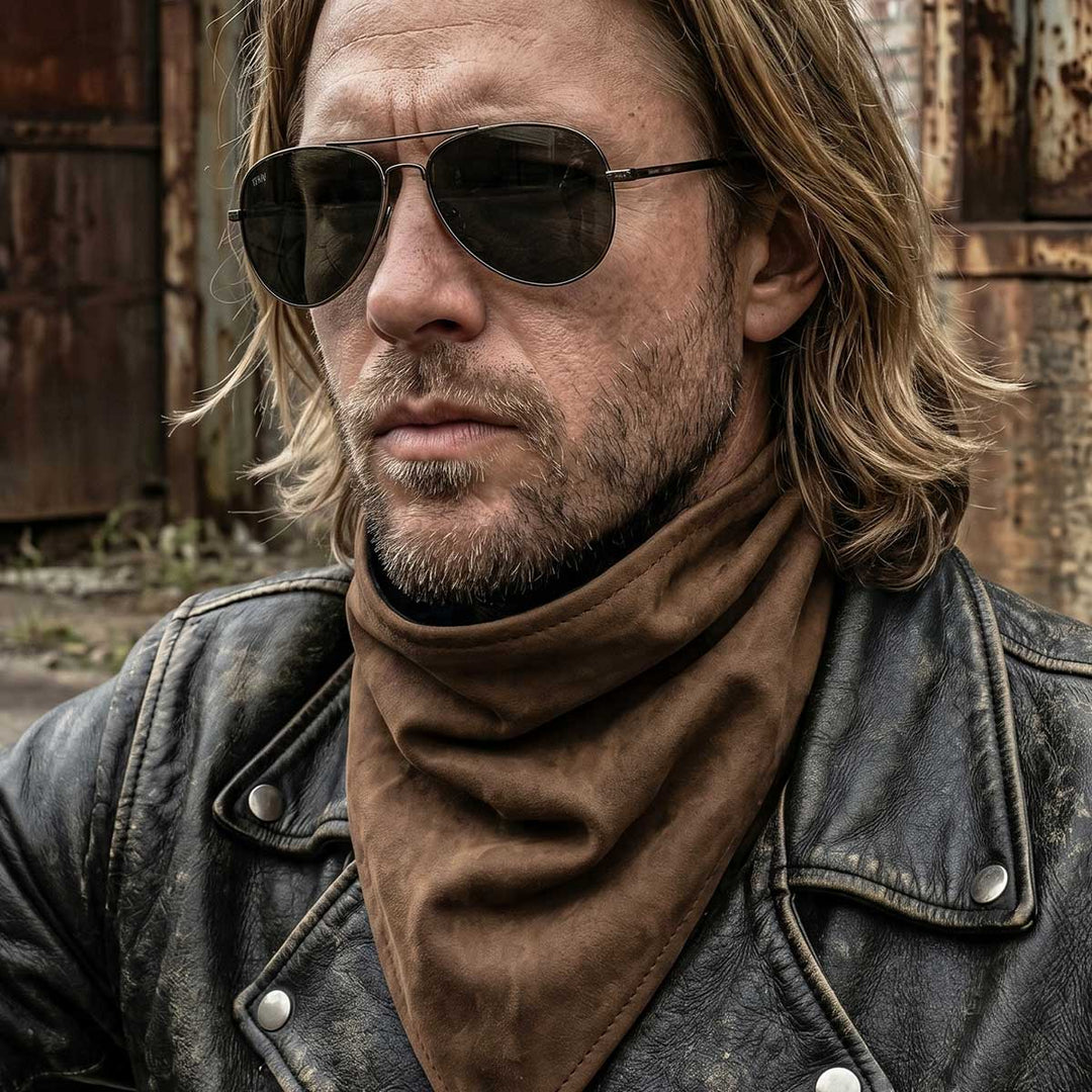 Milwaukee Leather Unisex Brown Leather Neck Warmer - Fleece-Lined Cold Weather Motorcycle Face Cover - MP7590