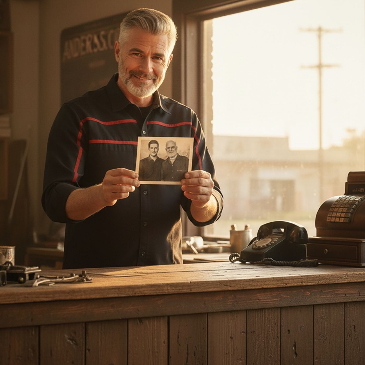 MMCC Men's Octane Long Sleeve Mechanic Shirt - Black with Red Stripe - 50-50 Cotton Poly - MMCC16002