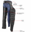 Milwaukee Leather Women's Black Braided Leather Motorcycle Chaps w/ Stretch Panels, Adjustable Fit - LKL16700