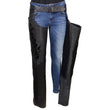 Milwaukee Leather Women's Leather Motorcycle Chaps w/ Embroidery Detail, Adjustable Fit Riding Gear - LKL16701