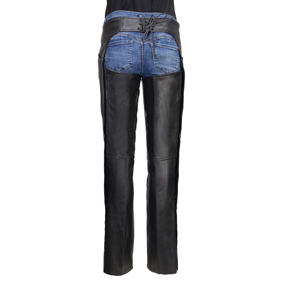 Milwaukee Leather Women's Leather Motorcycle Chaps w/ Embroidery Detail, Adjustable Fit Riding Gear - LKL16702