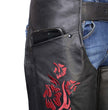 Milwaukee Leather Women's Leather Motorcycle Chaps w/ Embroidery Detail, Adjustable Fit Riding Gear - LKL16703
