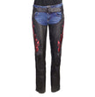Milwaukee Leather Women's Leather Motorcycle Chaps w/ Embroidery Detail, Adjustable Fit Riding Gear - LKL16703