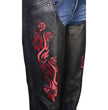 Milwaukee Leather Women's Leather Motorcycle Chaps w/ Embroidery Detail, Adjustable Fit Riding Gear - LKL16703