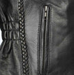 Milwaukee Leather LKL2710 Women's Classic Black Braided Motorcycle Jacket with Studded Back
