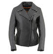 Milwaukee Leather LKL2711 Women's Braided Black Leather Motorcycle Rider Jacket w/ Studded Back