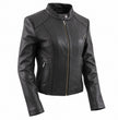 Milwaukee Leather LKL2735 Women's Black Premium Leather Scuba Style Biker Jacket w/ Mandarin Collar