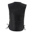 Milwaukee Leather LKL4700 Women's Black Premium Leather Side Laced  Motorcycle Biker Riders Vest w/ Snap Closure