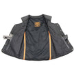 Milwaukee Leather LKL4701 Women's Black Premium Leather Motorcycle Rider Vest w/ Classic 4-Snap Closure