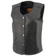 Milwaukee Leather LKL4701 Women's Black Premium Leather Motorcycle Rider Vest w/ Classic 4-Snap Closure