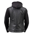 Milwaukee Leather Women's Tara Black Leather Motorcycle Rider 2-in-1 Convertible Hoodie Jacket Vest - LKL4712
