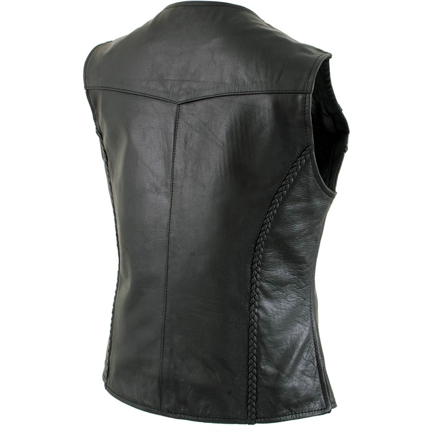 Milwaukee Leather Women's Road Queen Black Braided Buffalo Leather Motorcycle Vest - LKL4713