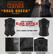 Milwaukee Leather Women's Road Queen Black Braided Buffalo Leather Motorcycle Vest - LKL4713