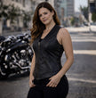 Milwaukee Leather Women's Mistress Black Side Lace Leather Motorcycle Vest - LKL4714