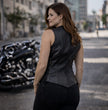 Milwaukee Leather Women's Mistress Black Side Lace Leather Motorcycle Vest - LKL4714