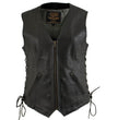 Milwaukee Leather Women's Mistress Black Side Lace Leather Motorcycle Vest - LKL4714