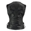 Milwaukee Leather Women's Winged Black Studded Leather Motorcycle Vest with Reflective Wings - LKL4715
